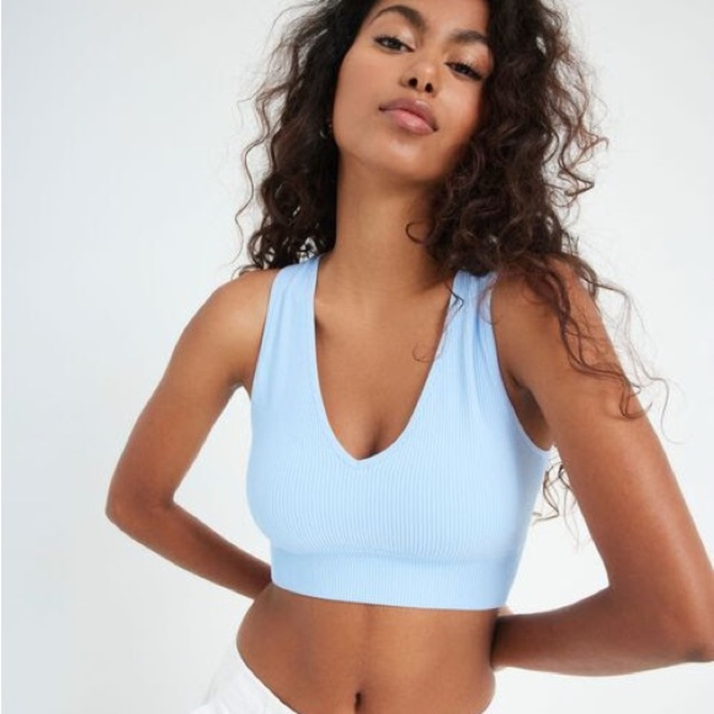 Light Blue Garage Stella Seamless Plunge Tank